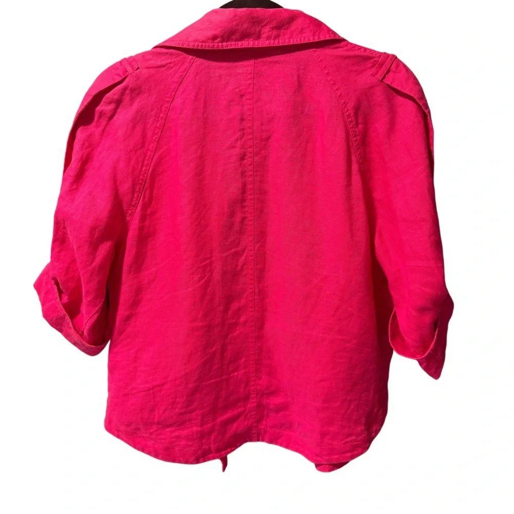 Chicos Button Up Cape Jacket Linen Barbiecore Layering Fuchsia Womens S (0) - Picture 10 of 10